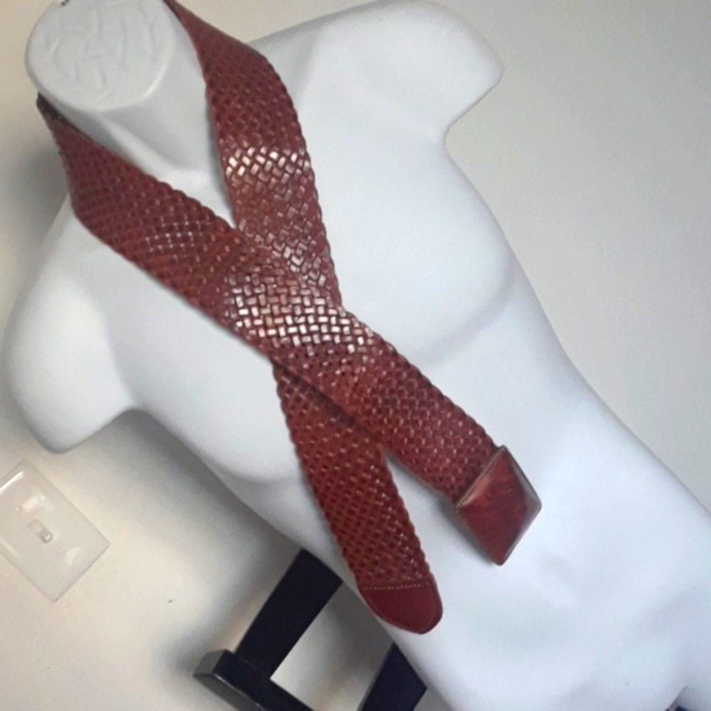 Chico's * Genuine Woven Leather Belt brown BG220